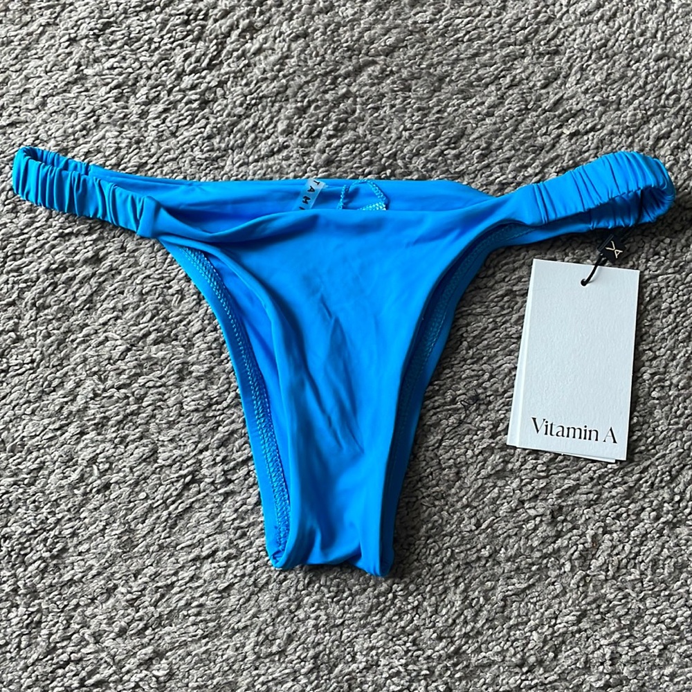 Vitamin A Bright Blue Ruched Bikini Bottom